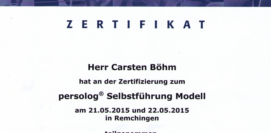 Zertifikat persolog Selbstführungs-Modell